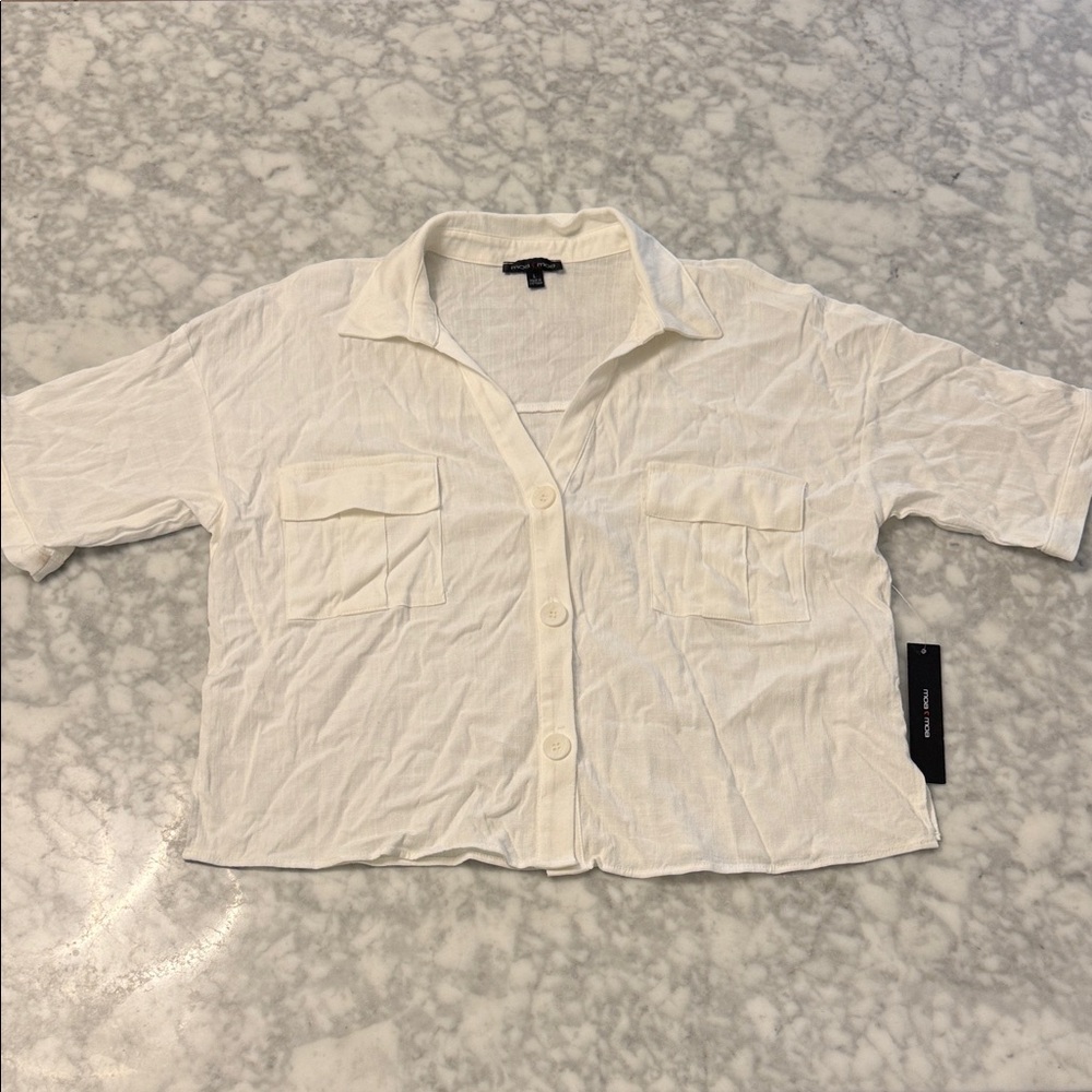 Moa Moa White Button-Up Camisole